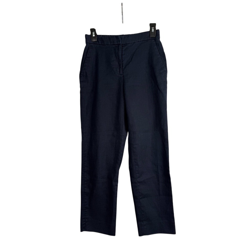 J.Crew Navy Stretch Linen Easy Pant Wide Leg H7718 Size 4 Coastal Grandmother